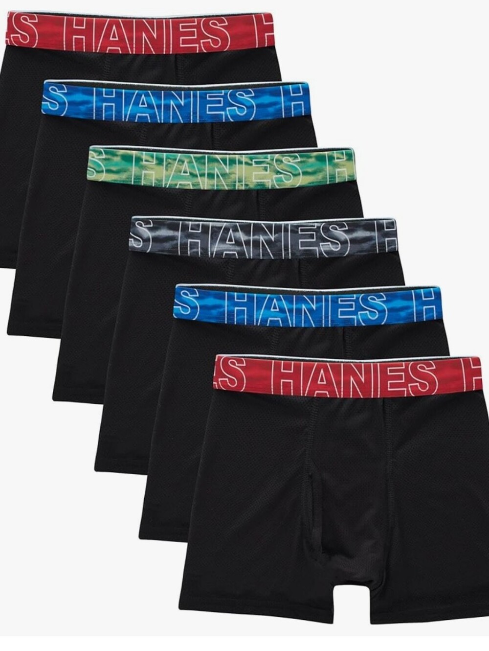 NWOT 6 Pk Hanes Boys Tween Performance X-Temp Mesh Stretch Boxer Briefs